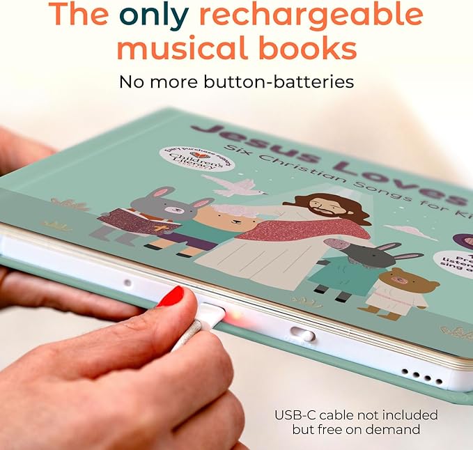 Cali's Books Jesus Loves Me Music Book Toddlers 1-3 Years Old - Christian Musical Book, Headphone Jack, Interactive Baby Sound Book, Singing Toy Children Girls Learning Song Toy Toddler Boys