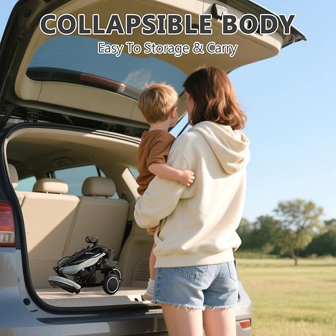 Kinder King Kids Tricycle, 8 in 1 Folding Toddler Trike w/Adjustable Push Handle, Rotatable Seat, Adjustable Canopy, Bell, Five-Point Harness, Storage, Toddler Stroller Bike for Age 6 Months+, Green