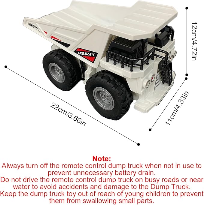 Remote Control Dump Truck Toy Construction Vehicle with Metal Bed 11CH Alloy RC Dump Truck for Teens Outdoor Sand Digger, Realistic Construction Toys Gift