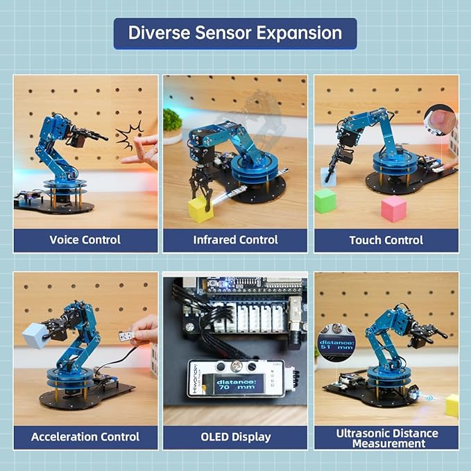 Robotic Arm for Arduino AI Vision & Voice Interaction 6DOF Serial Bus Servo Smart Robot Arm, STEM Project Educational Robot & Engineering Kits, Science/Coding/Programming Set, LeArm AI Advanced Kit