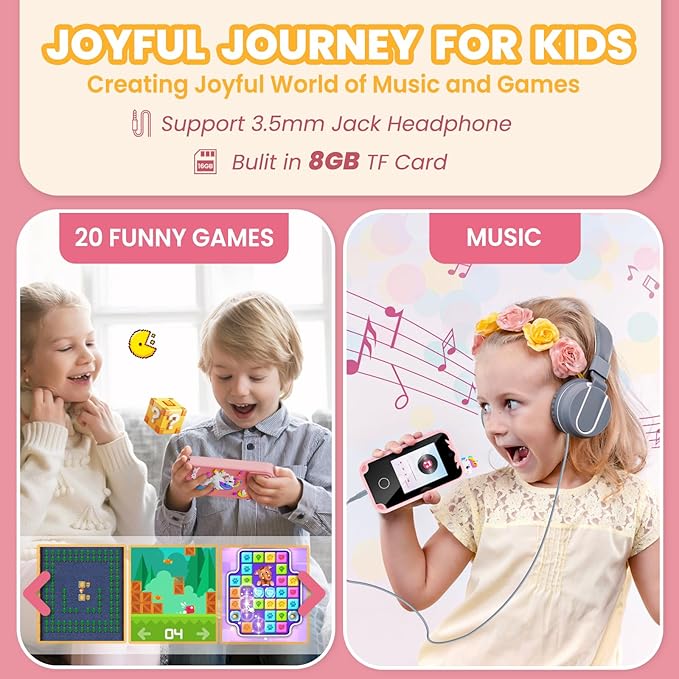 Kids Phone for Girl Toys, Kids Camera Toy Kids Toddler Tablet Smart Phone Christmas Birthday Gifts Toddler Ages 2,3,5,7,8,10 Year Old, Educational Learning Toys with 2.8" Touchscreen, Music Video Game