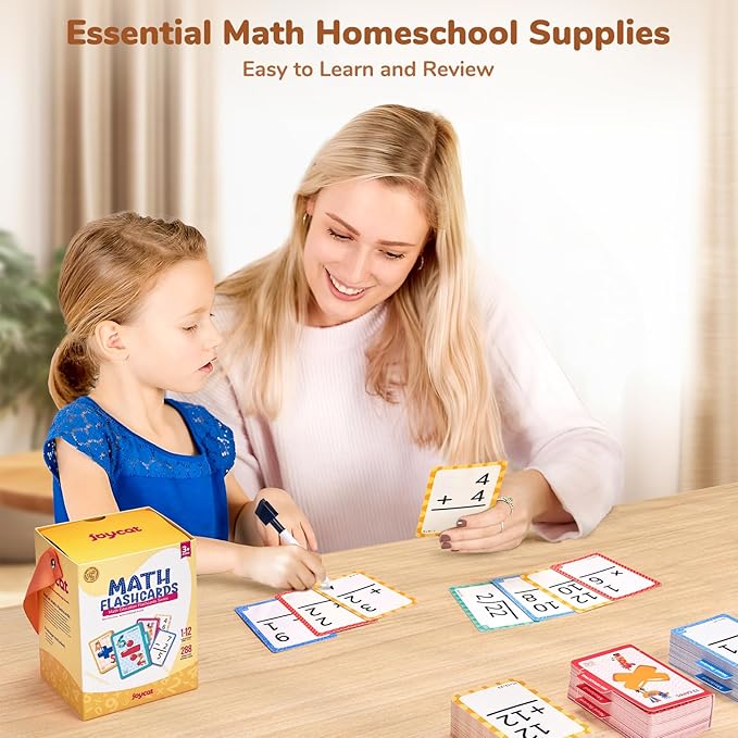 JoyCat 288 Math Flash Cards Set of 4- Multiplication, Division, Addition and Subtraction Flashcards for Kids 1st 2nd 3rd 4th 5th Grade or Kindergarten Homeschool Supplies
