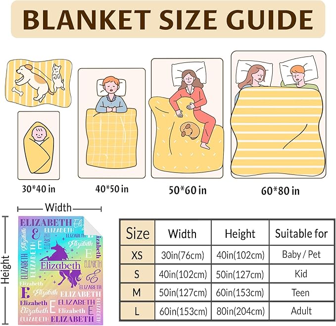 Kids Blanket for Girls 3-5, Custom Unicorn Gifts for Adults Teens Women, Personalized with Name Soft Warm Comfy Lightweight Monogram Unicorn Accessories Blankets for Travel Camp Home Living Room