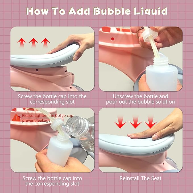 Baby Balance Bike 1 Year Old with Music, Lights, Bubble Machine, 4 Wheels Pedal-Less Toddler Ride on Toys for 12-36 Months Birthday Gift, Toddler boy Toys Ride on car (Pink)