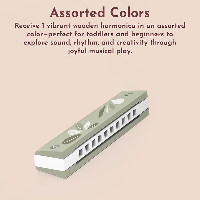 SPEEDY MONKEY Wooden Harmonica for Kids | Mouth Organ Musical Toy for Toddlers & Beginners | Multicolor Musical Instrument Toy for Early Learning, Sensory Play & Pretend Music Fun (Color May Vary)