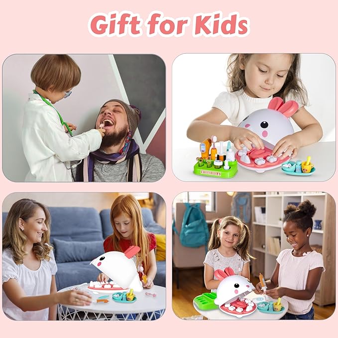 Dentist Kit for Kids - 31 Pcs Doctor Kit for Toddlers 3-5 Pretend Play Kit Toys for Role Play Pretend Playset Kit for Toddlers - Gifts Easter Basket Stuffers for 3-7 Years Old Girl