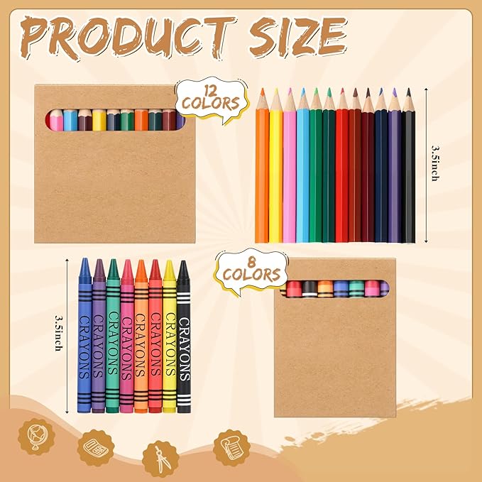 10 Sets Colored Pencils Pre-sharpened and Crayons Bulk Christmas Back to School Supplies, Holiday Bundle in Box Mini Pencils Crayons Bulk Teacher Supplies, Cute Xmas Back to School Gifts