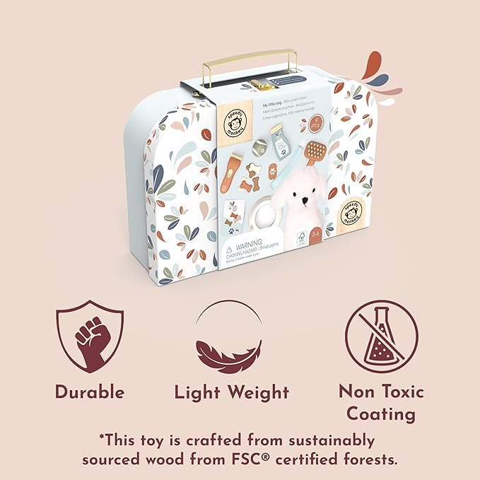 Speedy Monkey My Little Dog Care Suitcase – Includes Plush Dog, Accessories, Snacks, Bowl, Collar & Brush – Perfect Toy for Pretend Play, Travel Adventures, and Pet Care Fun – Ages 3-6 Years