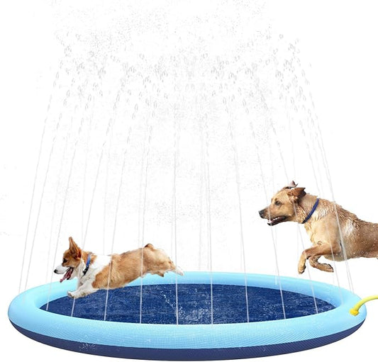 Splash Pad for Dogs Kids, Non-Slip Pet Thickened Durable Sprinkler Wading Pools, Splash Play Mat Outdoor Game Water Toys for Baby Girls Boys Children Pets