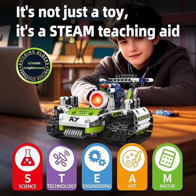 Robot Building Toys with Remote Control, STEM Christmas Birthday Gifts for Kids Boys Ages 8-13, 5 in 1 Science Kit Robotic Models with 337 Pieces