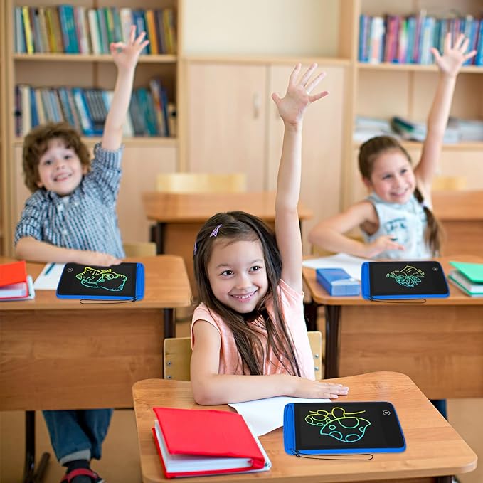 Zhehao 12 Pcs LCD Writing Tablet for Kids Colorful Drawing Doodle Board Drawing Tablet Erasable Reusable Electronic Draw Pad Gift for Boy Girl Xmas Educational Learning(6.5 Inch Screen,Blue)