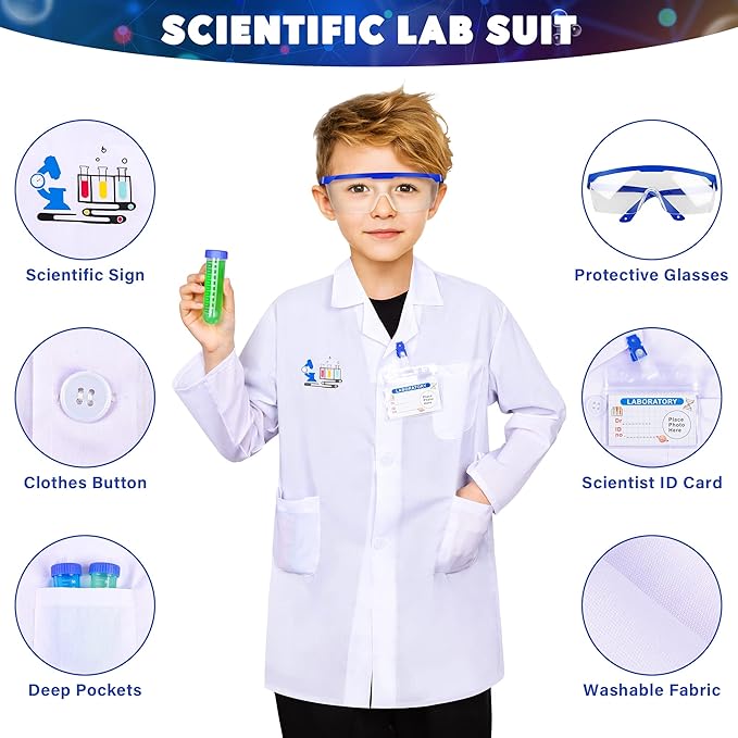 Kuovei Science Kit for Kids,120 Science Lab Experiments,Scientist Costume Role Play STEM Educational Learning Scientific Tools,Birthday Gifts and Toys for 6 7 8 9 10-12 Years Old Boys Girls Kids