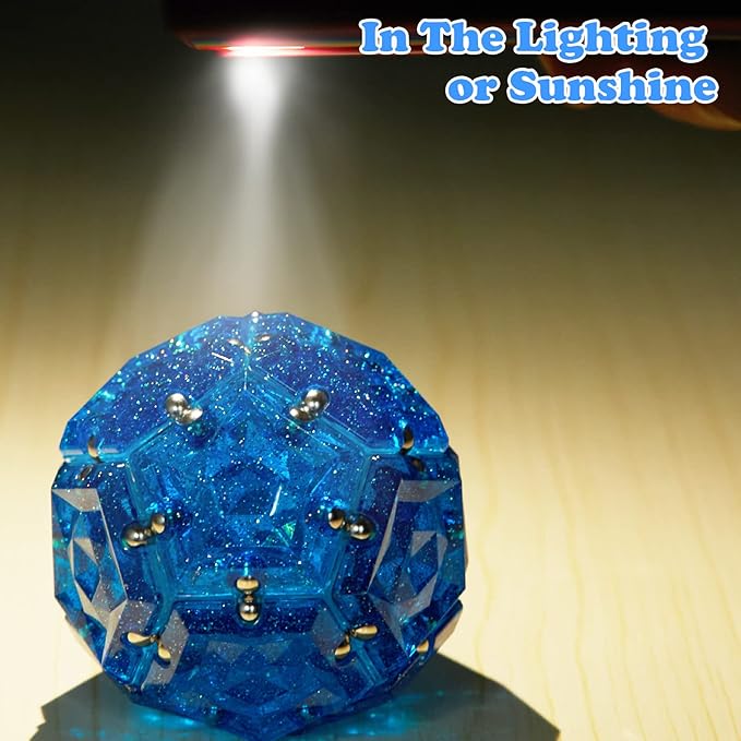 Magnetic Fidget Sphere Magnets Balls - Crystal Diamond Blue Holographic Glitter - Magnet Fidgets Toy - 12 Piece Set - Creativity Beyond Imagination, Inspirational, Recreational, Desk Toys for Adults