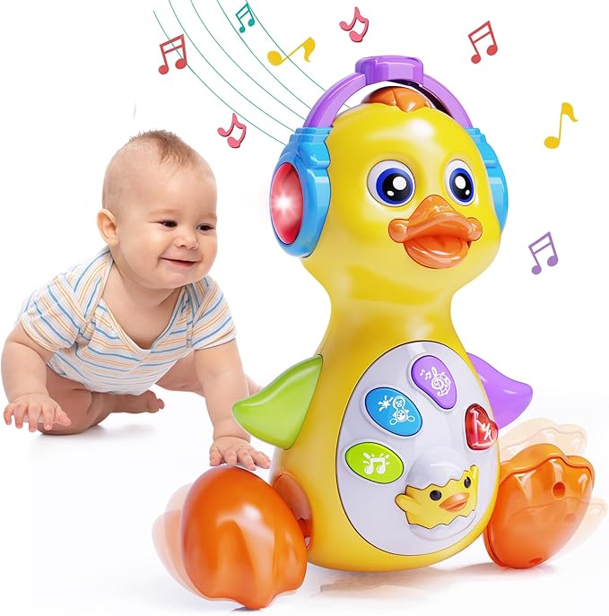 Dancing Duck Baby Toys 6-12 Months Developmental, Musical Crawling Infant Tummy Time 3 4 5 6 7 8 9 10 11 12 18 Month Boy Girl Moving Light Up Toddler Learning Activity Easter Birthday Gift