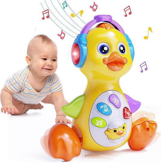 Dancing Duck Baby Toys 6-12 Months Developmental, Musical Crawling Infant Tummy Time 3 4 5 6 7 8 9 10 11 12 18 Month Boy Girl Moving Light Up Toddler Learning Activity Easter Birthday Gift