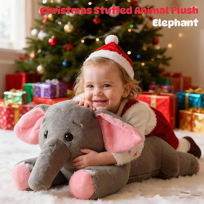 31.5" Large Elephant Stuffed Animal, Giant Grey Elephant Plush Toy Huge Size Fluffy Plushy Jumbo Plushie Birthday Gift for Kids,Toddlers