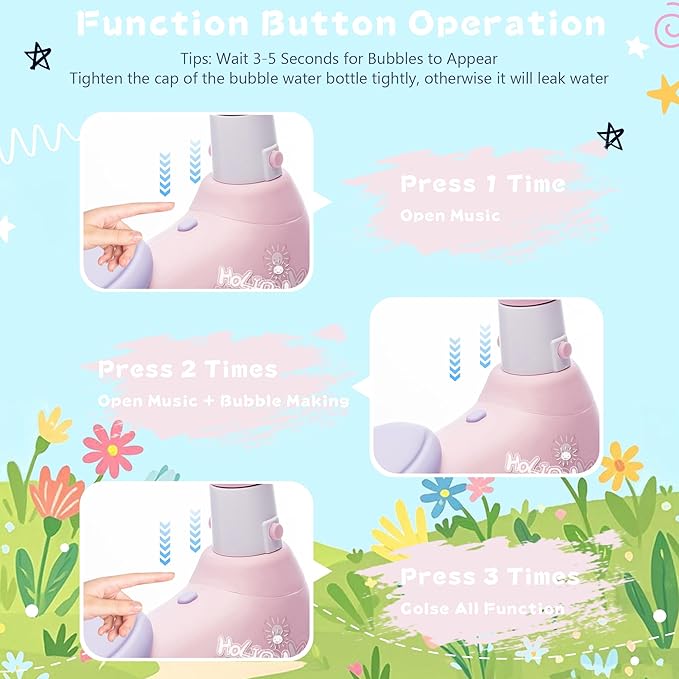 Baby Balance Bike 1 Year Old with Music, Lights, Bubble Machine, 4 Wheels Pedal-Less Toddler Ride on Toys for 12-36 Months Birthday Gift, Toddler boy Toys Ride on car (Pink)