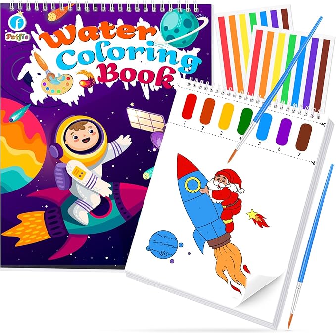 Paint with Water Coloring Books for Toddlers, Watercolor Painting Book and Drawing Art Paper for Kids Ages 3 4 5 6 7 8 Years Old, Outer Space Art Craft for Drawing with Brush