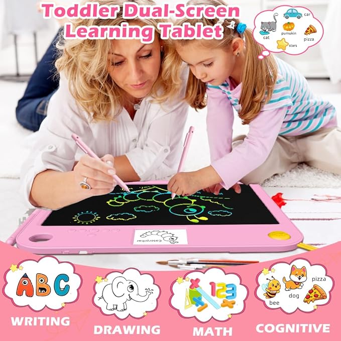 16" LCD Writing Tablet for Kids,Autism Sensory Toys Ages 3 4 5 6 7 Dual Screen Learning, 9 Knowledge Categories, Type-C, Lightweight, Long Battery Life, Ideal Christmas Gifts for Grandkids