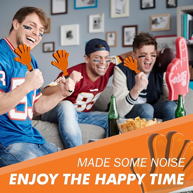 12Pcs Hand Clappers Noisemakers 7.5 Inch Clappers Noisemakers Plastic Hand Clappers for Birthdays Game Football Sporting Events Cheers Supplies Dance Basketball Football Noisemakers(Orange and Black)
