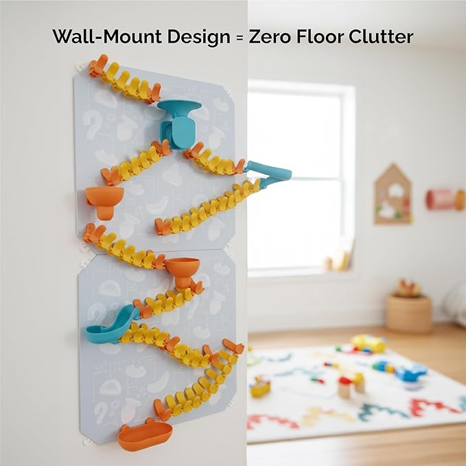 Oribel VertiPlay Magnetic Marble Run | Builder Set STEM Toy | Creative Free Play Construction Kit for Kids | Works on Fridges, Lockers & Metal Surfaces | Builder Set (75) (Explorer Set)