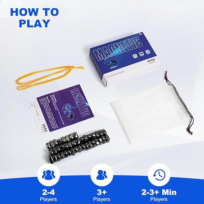 Magnetic Chess Set with 40 Travel-Stones, 3 String & Portable Storage Bag, Strategy Board Game for Family Game Night, Indoor Outdoor Use for Kids Adults (Age 9+)