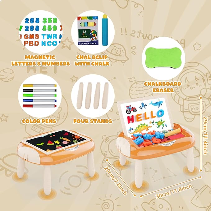 Toys for 1-2 Year Old, Toddler Toy with Magnetic Letters and Numbers, Learning and Educational Toys for 1 2 Year Old, Birthday Christmas Gifts (Creamy Orange)