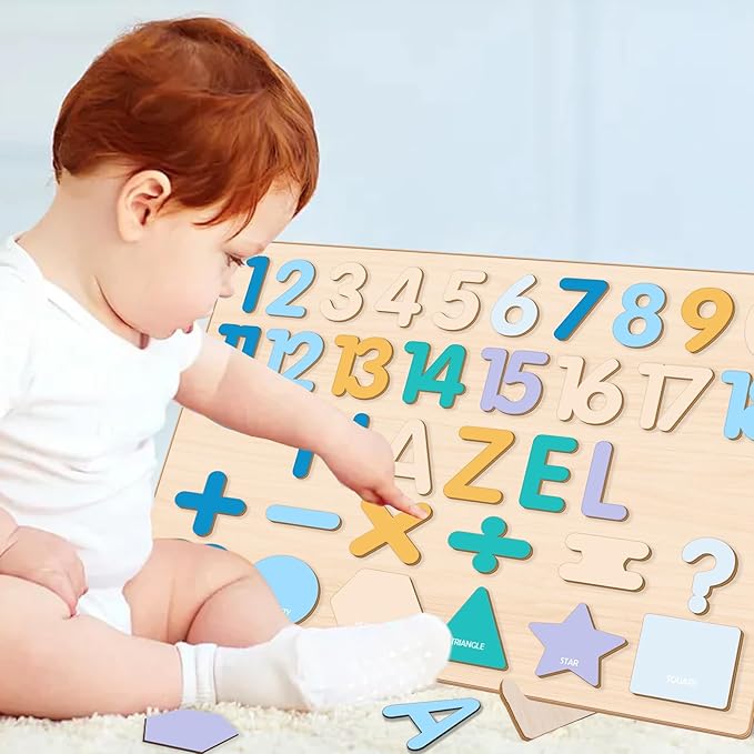 Personalized Name Puzzles, Montessori Toys, Shape Number Puzzles for Toddlers, Educational Toys, Customized Easter for 1st Birthday Girls and Boys