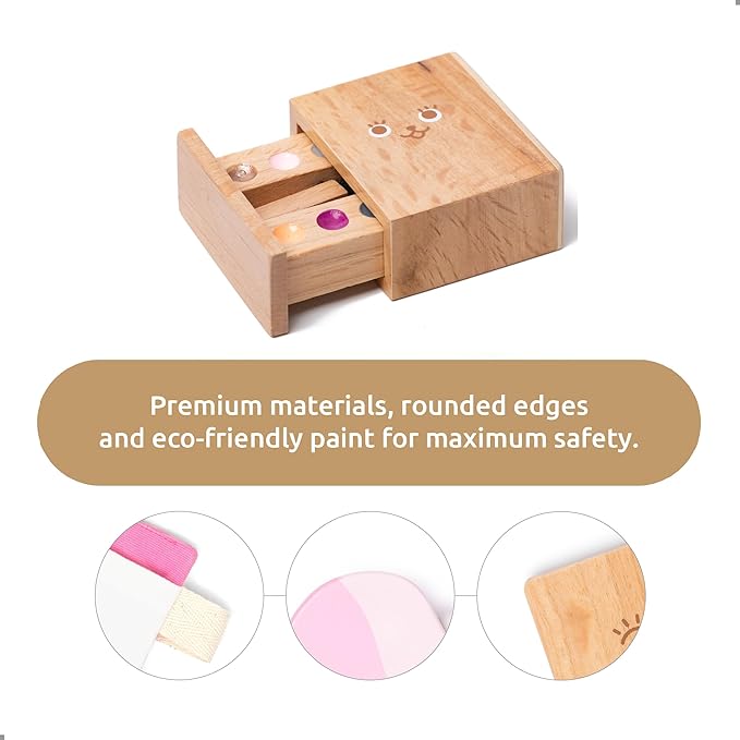 UMU® Wooden Beauty Salon Toys for Girls Makeup Playset 12 Piece Kit with Makeup, Brush, Mirror and Cosmetics Case, Best Gift for 3, 4, 5+ Girls Kids