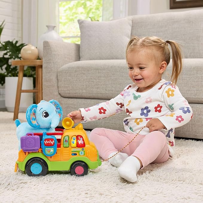 VTech Learn and Rescue Elephant Truck Pull Toy with Plush Elephant
