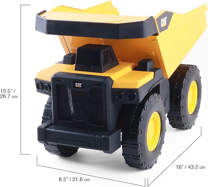Cat Construction Toys, Steel Dump Truck 16" - Real Steel Body, Working Dump Bed, Oversize All-Terrain Wheels, Heavy-Duty Construction Vehicle for Indoor/Outdoor Play, Kids Ages 3 +