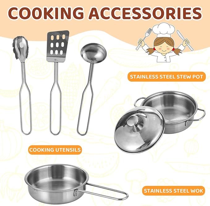 Wooden Play Kitchen for Kids, Toddler Vintage Kitchen Toy Set w/Pretend Phone, Ice Maker, Towel Rack, Height Adjustable Realistic Playset Chef w/Light & Sound (Black)