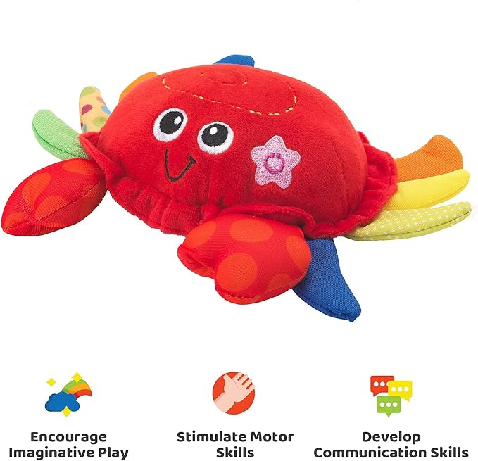 KiddoLab Musical Plush Crab Toy for 3+ Month Old Babies with Nursery Rhymes, Sounds and Sensor Button for Tummy Time and Early Development