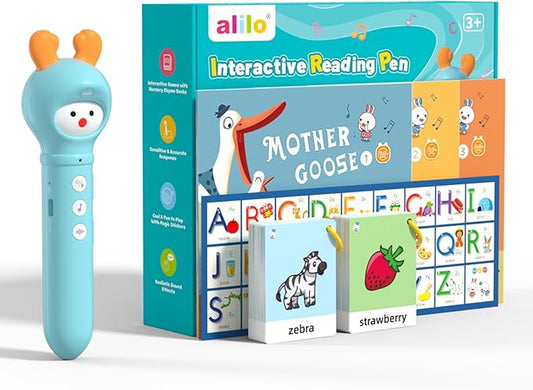alilo Talking Pen Books Sets for Toddlers 3-6, Kids Learning Electronic Toys, Early Educational Gifts for Boys Girls, with 3 Interactive Audio Sound Books, 100 Talking Flash Cards, Alphabet
