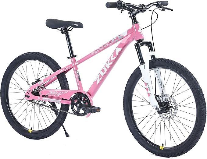 ZUKKA Kids Bike 20/24 Inch Mountain Bike Dual Disc Brake Suspension Fork Single Speed for Ages 7-12 Boys and Girls Youth Bicycle, Multiple Colors