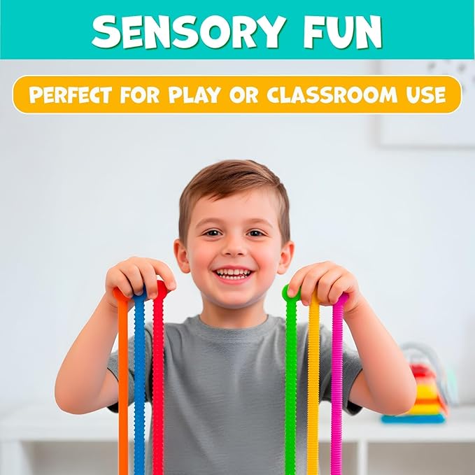 BUNMO Stocking Stuffers for Kids - Stretchy Sensory Strings - Sensory Toys for Kids - Stocking Stuffers for Boys and Girls - Hours of Fun - Textured - 6 Pack