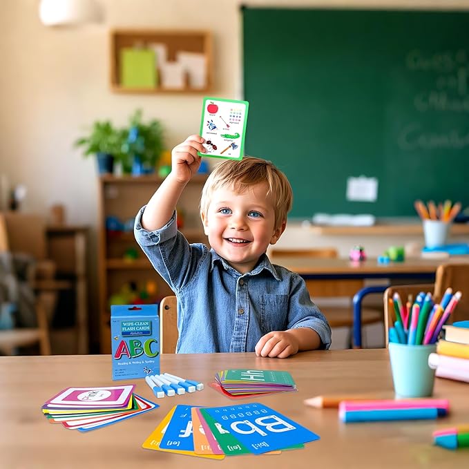 ABC Letter Flash Cards for Toddlers with 5 Dry Erase Pens, Preschool Learning Toys Alphabet Memory Game, 36PCS Double-side Flashcards,Letter Enlightenment, Early Education Flashcards for Kids Ages 1-5