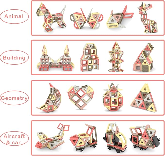 AOMIKS 151 PCS Set Magnetic Building Blocks Tiles for Kids Learning & Educational STEM Mini Building Toys for Girls and Boys Ages 3 4 5 6 7 8 Years Old 3D Magnetic Tiles