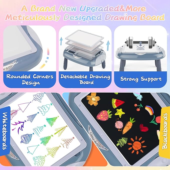 Toy for 1-2 Year Old Boys, Toddlers Toys with Magnetic Letters and Numbers, Art Easel for Kids 1 2 Year Old, Boy Birthday Christmas Gifts (Blue)