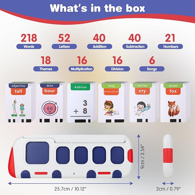 Talking Flash Cards for Toddlers 3-8 Years, Autism Sensory Toys with 218 Sight Crds, Mastering Numbers, Letter Sound, Speech Therapy Phonics Toy, Montessori Learning Words Spell Games Gift for Kids