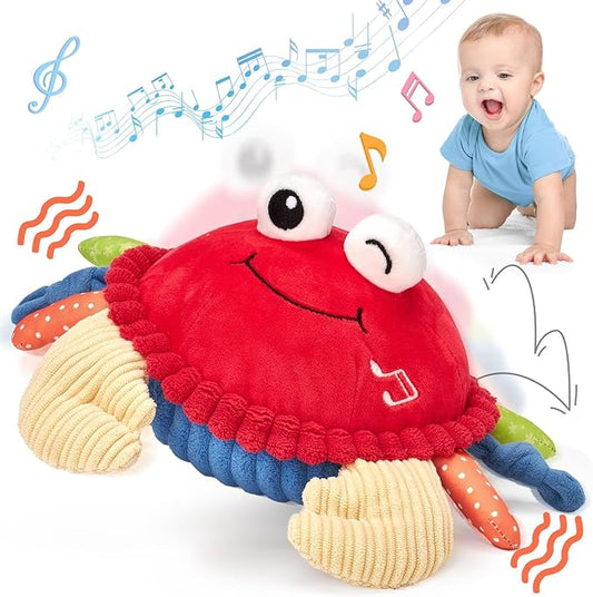 hahaland Baby Toys 6+ 12-18 Months - Crawling Musical Dancing Walking Moving Bouncing Learning Crab Tummy Time Toy Sensory Toddler Toys for 1-3 Year Old Christmas Birthday Gifts Stocking Stuffers