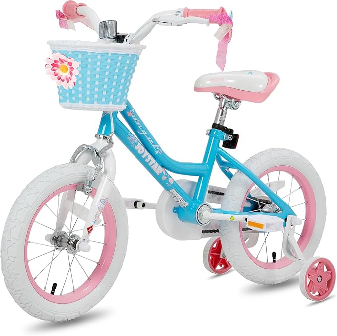 JOYSTAR Angel Girls Bike for Toddlers and Kids Ages 2-13 Years Old, 12 14 16 18 20 Inch Kids Bike with Training Wheels & Basket, 20 24 Inch Girls Bicycle with Handbrake & Kickstand