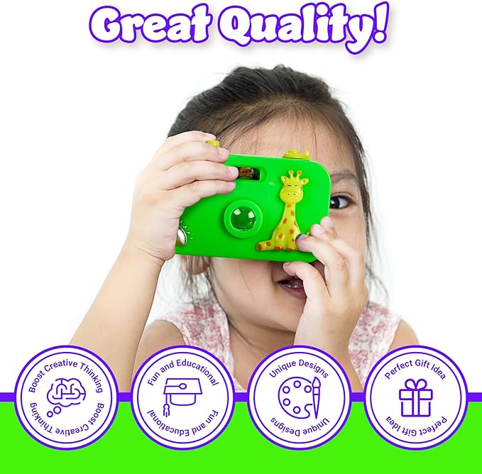 Playbees Toy Camera for Kids - 12 Pack - Wild One Party Favors Camera Toy for Children’s Pretend Play Prop with Images in Viewfinder, Birthday Party Favors, Idea for Boys & Girls