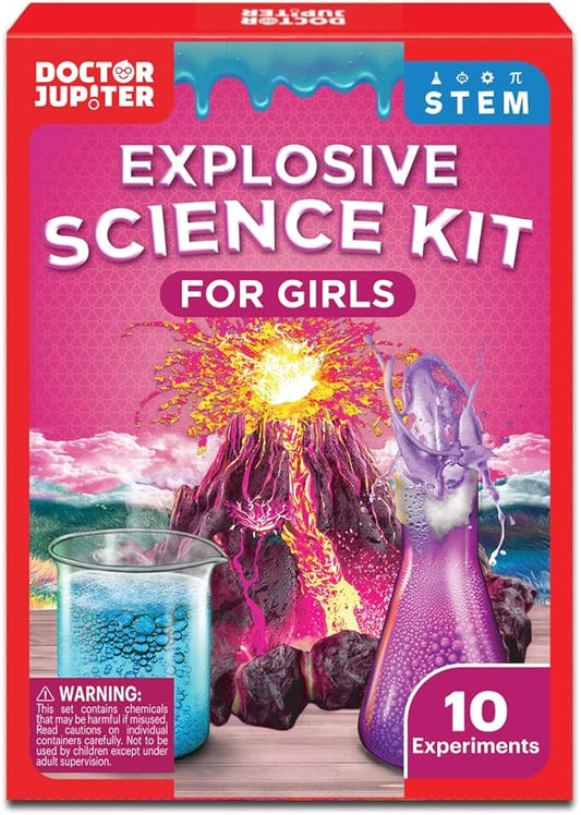 Doctor Jupiter Explosive Science Kit for Girls Ages 8-10-12-14 | Birthday Gift Ideas for 8,9,10+ Year Olds | Chemistry Set, STEM Toy Kit with 10 Experiments | Learning & Educational Projects