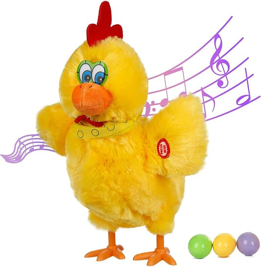 Easter Toys Chicken Laying Eggs Electric Chicken Stuffed Animal Dancing Toy Stuffed Plush Toy with Music