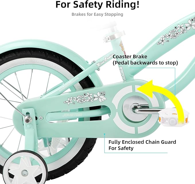 JOYSTAR 12 14 16 Inch Kids Cruiser Bike for Ages 2-7 Years Old Girls & Boys, Kids' Bike with Training Wheels, Coaster Brake, Adjustable Seat & Fenders, Child Bicycles