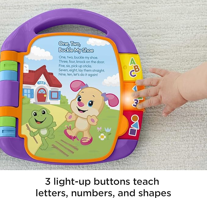 Fisher-Price Baby Learning Toy Laugh & Learn Storybook Rhymes Musical Book with Lights & Sounds for Infants Ages 6+ Months