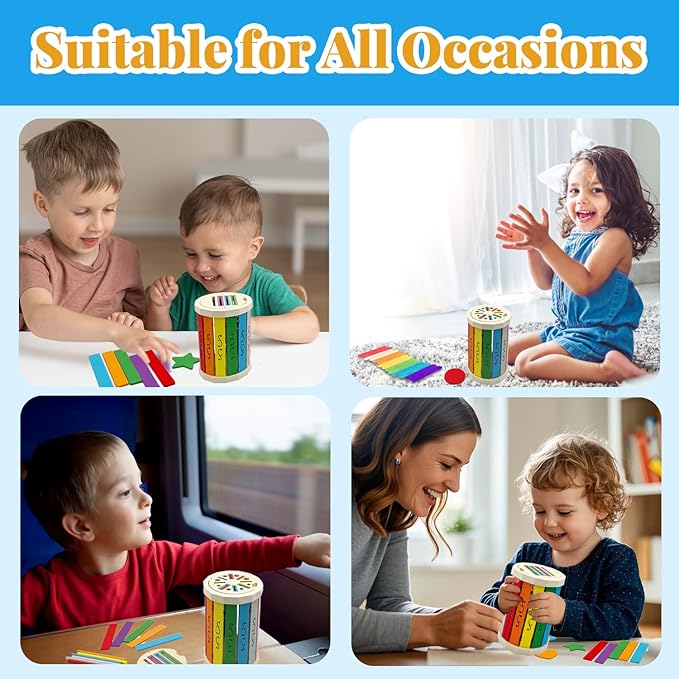 Montessori Wooden Stick Color Sorting Toys for 3 Year Old, Dual Play Educational Preschool Learning Fine Motor Skills Sensory Toys for Toddlers 3-5 Girl Boy Birthday Gifts (Rainbow Bucket)