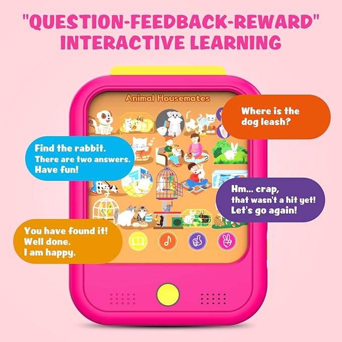 Kids Learning Tablet Educational Learning Pad for Toddlers 2-5 to Learn Alphabets, Numbers, Foods, Time, Music, Talking Cards for Toddlers，Learning Educational Toy Kids Gifts