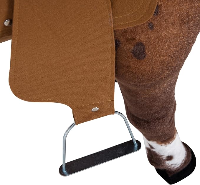 Qaba Sound-Making Ride On Horse for Toddlers 3-5, with Neighing and Galloping Sound, Stuffed Animal Horse Toy for Kids with Padding, Soft Feel, Brown